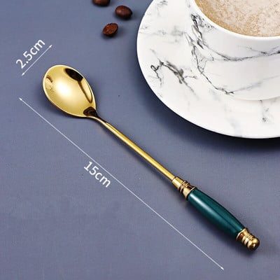 Keraminės rankenos stori nerūdijančio plieno šaukštai buičiai sriubai desertui kavai valgomojo stalo reikmenys virtuvė namams