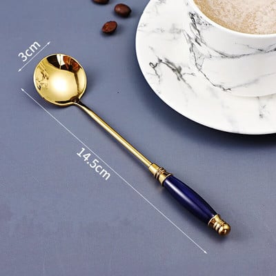 Keraminės rankenos stori nerūdijančio plieno šaukštai buičiai sriubai desertui kavai valgomojo stalo reikmenys virtuvė namams