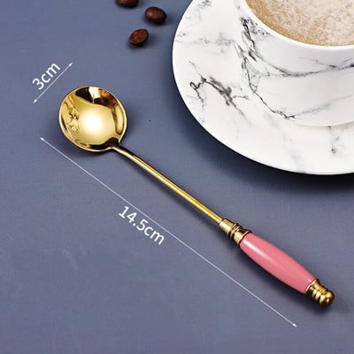 Keraminės rankenos stori nerūdijančio plieno šaukštai buičiai sriubai desertui kavai valgomojo stalo reikmenys virtuvė namams