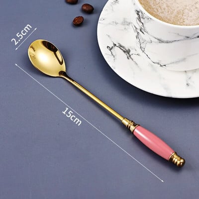 Keraminės rankenos stori nerūdijančio plieno šaukštai buičiai sriubai desertui kavai valgomojo stalo reikmenys virtuvė namams