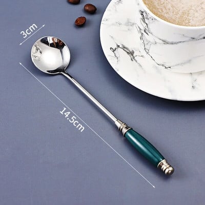 Keraminės rankenos stori nerūdijančio plieno šaukštai buičiai sriubai desertui kavai valgomojo stalo reikmenys virtuvė namams