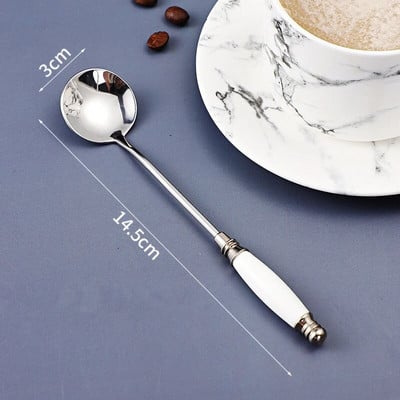 Keraminės rankenos stori nerūdijančio plieno šaukštai buičiai sriubai desertui kavai valgomojo stalo reikmenys virtuvė namams