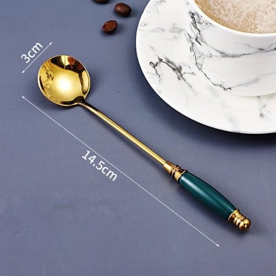 Keraminės rankenos stori nerūdijančio plieno šaukštai buičiai sriubai desertui kavai valgomojo stalo reikmenys virtuvė namams