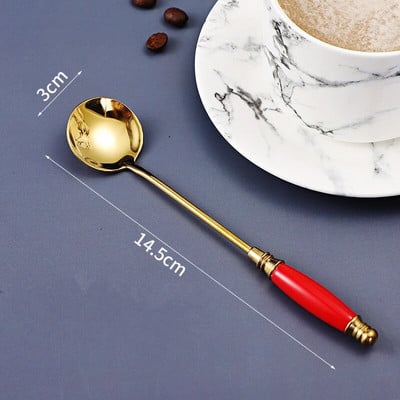 Keraminės rankenos stori nerūdijančio plieno šaukštai buičiai sriubai desertui kavai valgomojo stalo reikmenys virtuvė namams