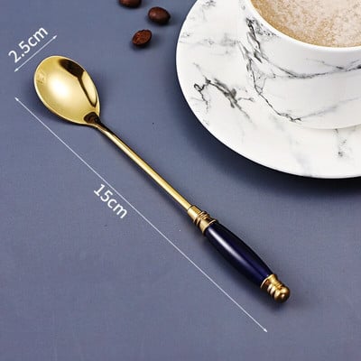 Keraminės rankenos stori nerūdijančio plieno šaukštai buičiai sriubai desertui kavai valgomojo stalo reikmenys virtuvė namams