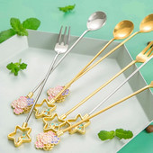 Лъжица за кафе Sakura Сладка лъжица за цветя от неръждаема стомана Десертна закуска Детска лъжица Лъжица за сладолед Чаша за чай Лъжица Кухненски прибори за хранене