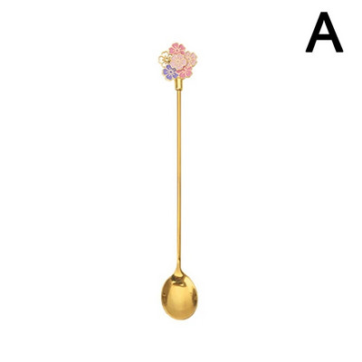 Лъжица за кафе Sakura Сладка лъжица за цветя от неръждаема стомана Десертна закуска Детска лъжица Лъжица за сладолед Чаша за чай Лъжица Кухненски прибори за хранене