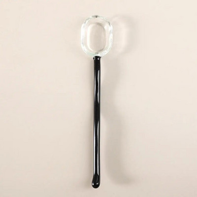 Kūrybinis pieno desertinis šaukštas Spalvingas skaidrus aukštai temperatūrai atsparus stiklinis šaukštas mielas ilga rankenėlis kavos maišymo šaukštas