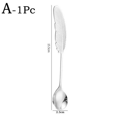 Лъжица с пера Вилица от неръждаема стомана Десертна чаена лъжичка Кафе Лъжица за разбъркване Сервии Прибори Фестивални подаръци Кухненски аксесоари
