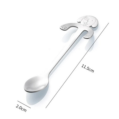 Ново пристигане Мини 304 неръждаема стомана анимационна котешка лъжица с дълга дръжка Прибори за хранене Инструменти за пиене на кафе Кухненска джаджа Кухненски инструменти