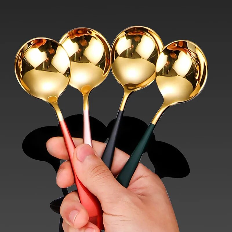 17,2 см*4,6 см Лъжици за кафе от неръждаема стомана С кръгла глава Домашен чай Сладолед Десертна лъжица Вечеря Кухненски аксесоари