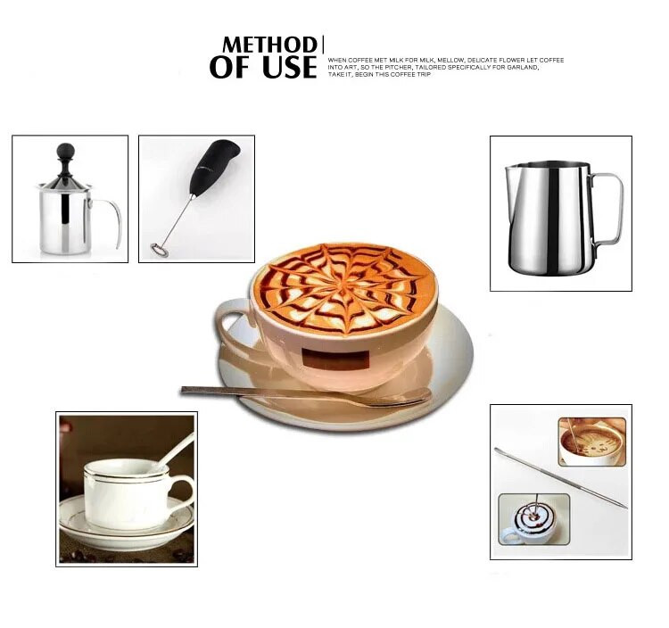 150 ml 90 ml 60 ml Expresso nerūdijančio plieno virtuvės kavos ąsotis Gėlių putojantis pieno Latte ąsotis