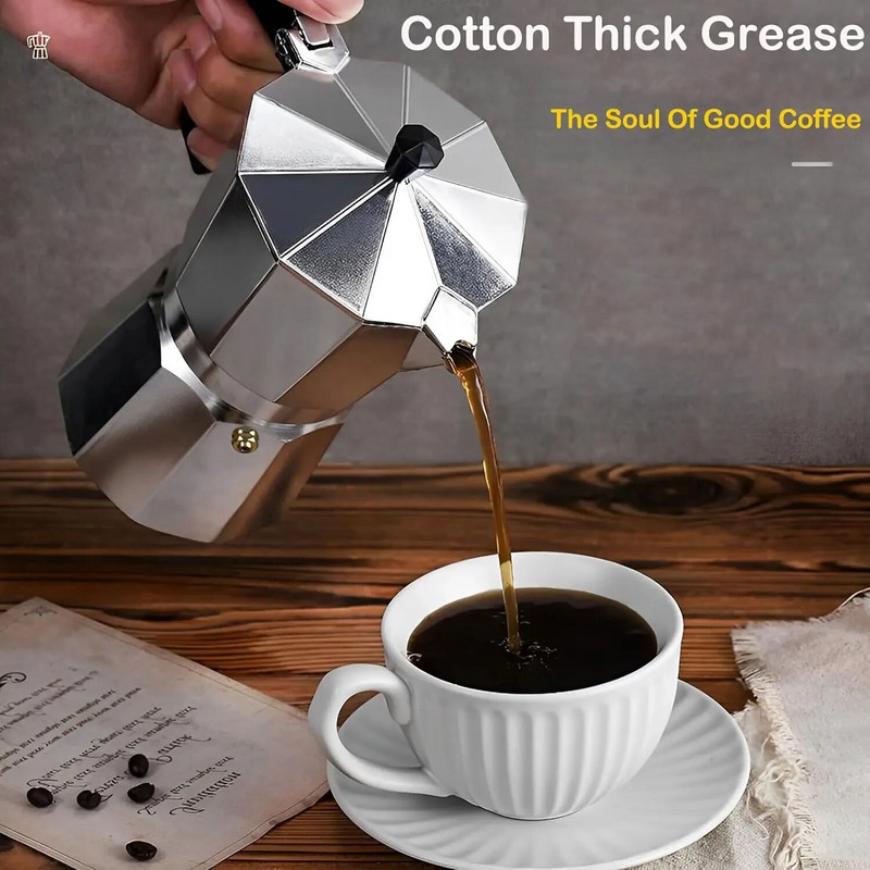 Moka lonac za kavu Ploča za kuhanje Espresso Aparat Aluminijski srebrni aparat za cijeđenje kave Ručno kuhani osmerokutni lonac za kavu Kuhinjski pribor