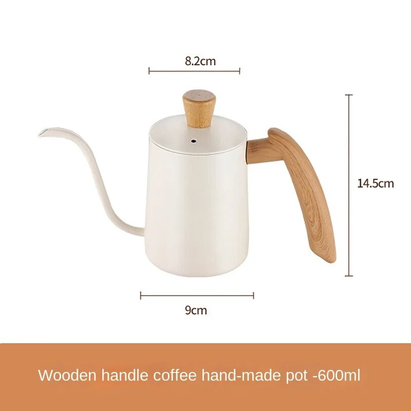 Чайник за изливане на кафе от неръждаема стомана 304 Тънко гърне с дълга висяща дървена дръжка Чайник за кафе Кафе с гъша шийка Градуиран