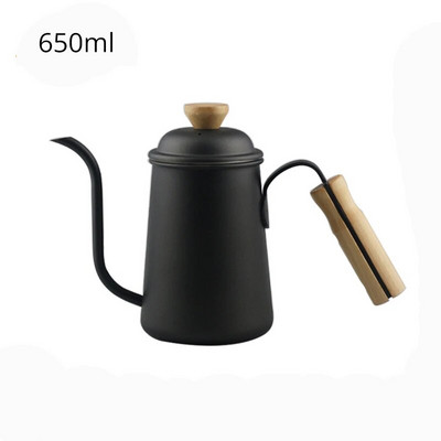 Тенджера за кафе с дълъг тесен накрайник - Дървена ръчна ръчна наливна кана за кафе от неръждаема стомана 304