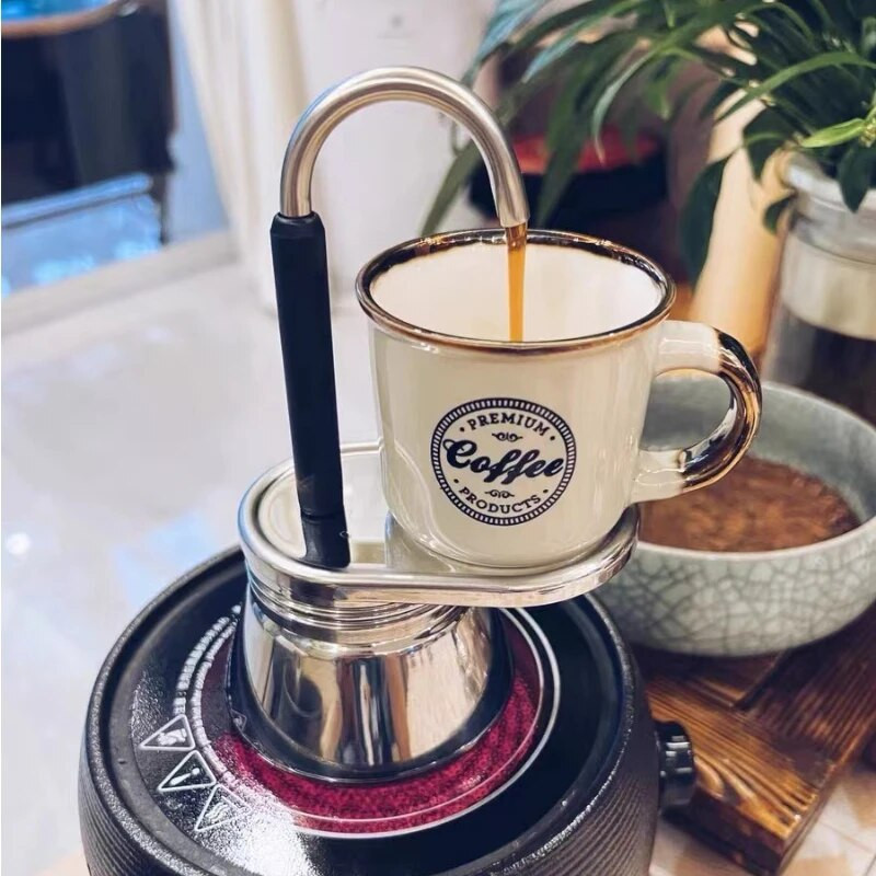 Moka Puodo dvigubas vamzdelis 304 Nerūdijančio plieno kavos puodas Itališkas kavos puodas Espresso Mini Rankinis Kavos Puodelis Virtuvės įrankis