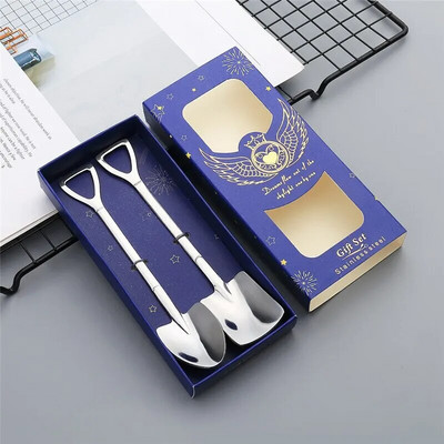 Kreatív Retro görögdinnye lapát kávéskanál rozsdamentes acél desszert kanál fagylalt kanál hegy Lapos lapát karácsonyi ajándékokhoz