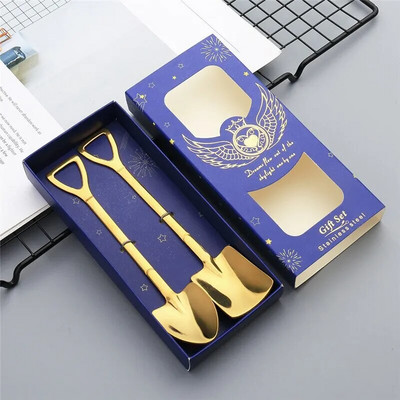 Kreatív Retro görögdinnye lapát kávéskanál rozsdamentes acél desszert kanál fagylalt kanál hegy Lapos lapát karácsonyi ajándékokhoz