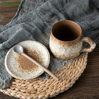 Ръчно изстискана ретро лъжица за кафе в японски стил Керамична лъжица Лъжица за кафе с дълга дръжка Лъжица от груба керамика Домакинска лъжица за чай