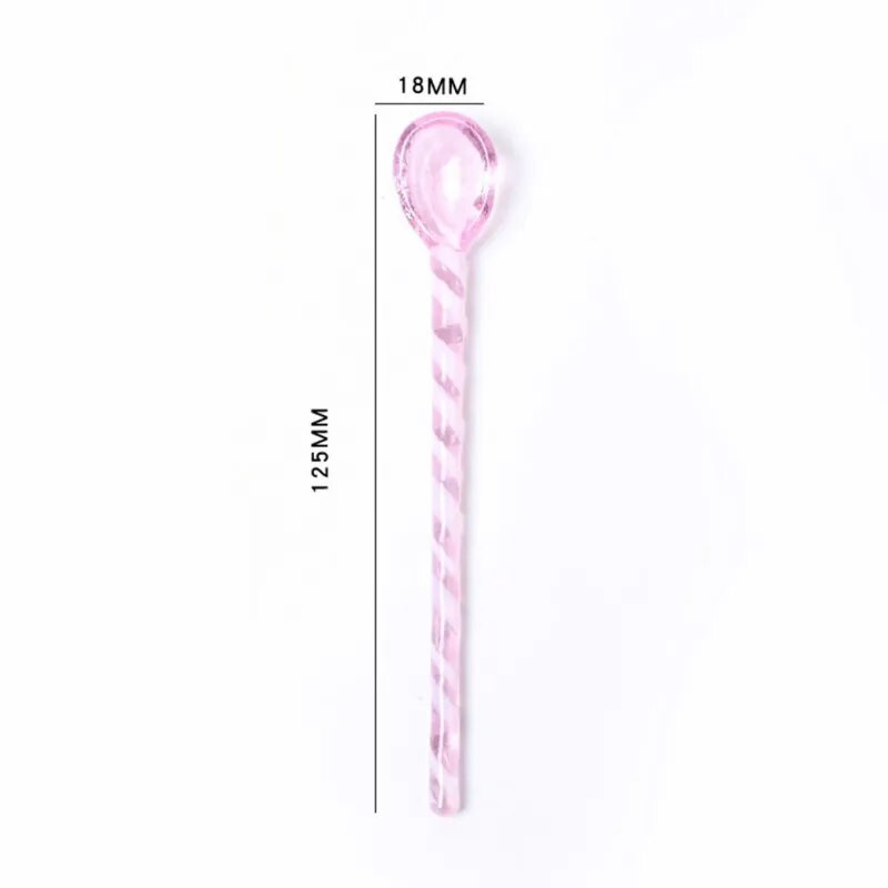 Творческа цветна стъклена бъркалка Лъжица Цветна стъклена бъркалка Симпатична дълга дръжка Сок за кафе Удължена лъжица Сервиз