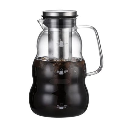 Leeseph Cold Brew kávéfőző kancsó, 2000 ml/67 uncia üveg vízforraló kivehető rozsdamentes acél szűrővel jeges kávéhoz