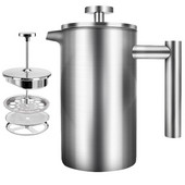 French Press Aparat za kavu velikog kapaciteta Lonac za kavu od nehrđajućeg čelika Aparat za espresso kavu Lonac za čaj s dvostrukom stijenkom