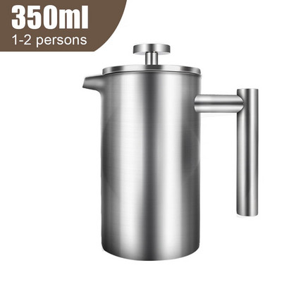 French Press Aparat za kavu velikog kapaciteta Lonac za kavu od nehrđajućeg čelika Aparat za espresso kavu Lonac za čaj s dvostrukom stijenkom