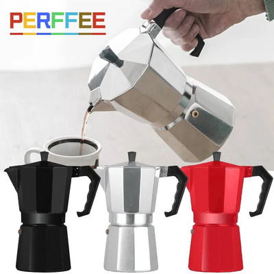 Espresso kávéfőző edény alumínium Moka Pot klasszikus olasz kávéfőző tűzhely otthoni kültéri Moka kávéfőző edény 100/150/300 ml