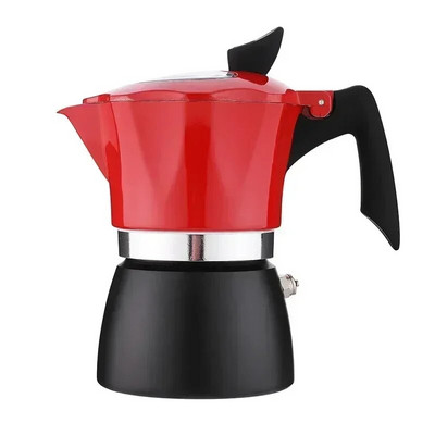 Двуцветна осмоъгълна тенджера Италианска 150 тенджера за кафе с екстракция под високо налягане Прозрачен капак Саксия за кафе мока Инструмент за промиване на ръцете