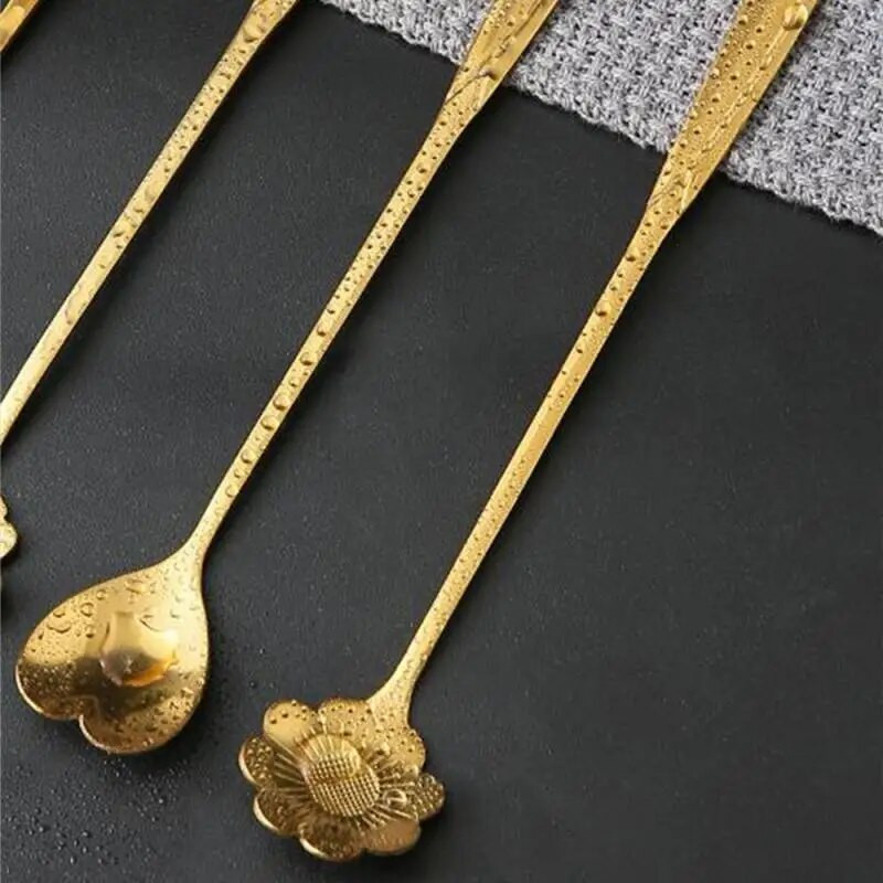 4PCS. Kreativna žlica od nehrđajućeg čelika. Zlatna žlica. Žlica za kavu. Žličice za sladoled. Čaj. Žličice za miješanje. Kuhinjski pribor.