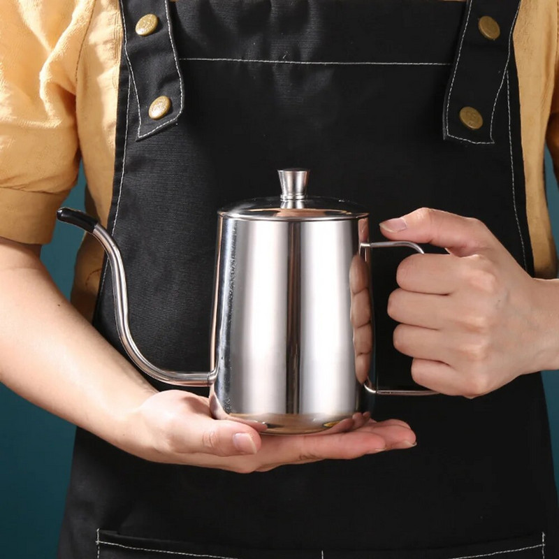 350 мл 600 мл капков чайник кафе чайник незалепващо покритие от неръждаема стомана с гъши врат Тънък чайник за кафе