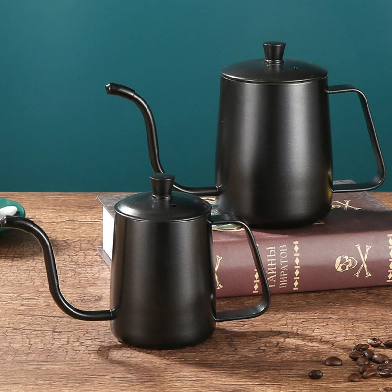 350 мл 600 мл капков чайник кафе чайник незалепващо покритие от неръждаема стомана с гъши врат Тънък чайник за кафе