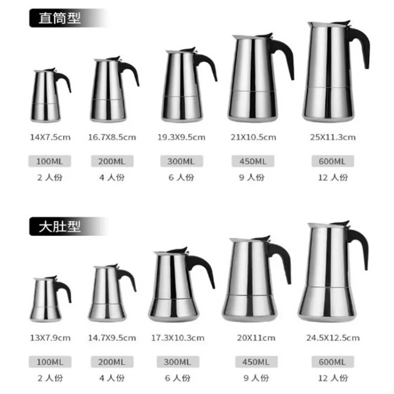 Стоманена тенджера Mocha Преносима кафемашина за еспресо Домакински инструменти за кафе Moka