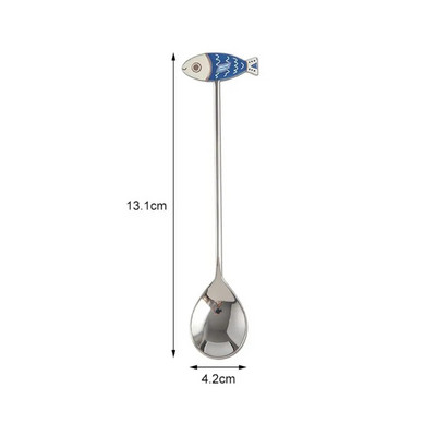 Mielas 3D kačių maišymo šaukštas Žuvies formos nerūdijančio plieno arbatinis šaukštelis Desertų parduotuvė Pyragaičių kaušelis Kūrybiški puikūs ledų indai