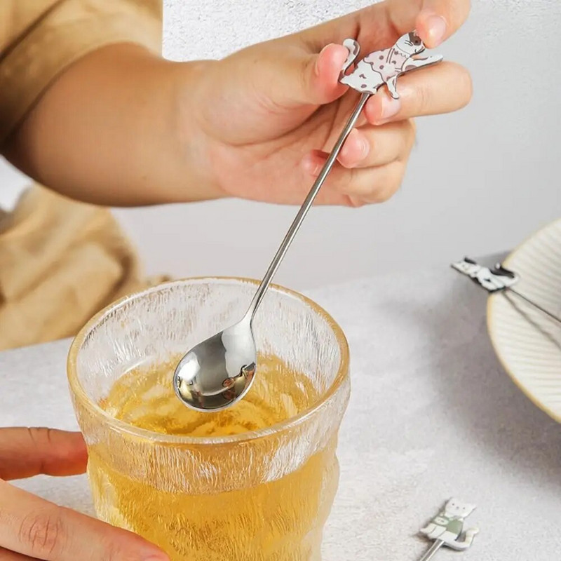 Mielas 3D kačių maišymo šaukštas Žuvies formos nerūdijančio plieno arbatinis šaukštelis Desertų parduotuvė Pyragaičių kaušelis Kūrybiški puikūs ledų indai