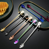 Лъжица за кафе от неръждаема стомана Прекрасна сладка форма на котка, чаена лъжичка, десерт, лека закуска, лъжица за сладолед, мини лъжици, прибори, кухненски инструменти