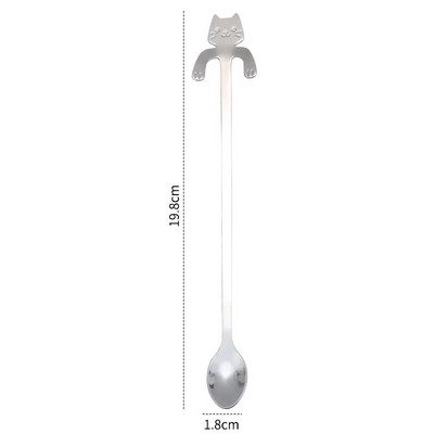 Лъжица за кафе от неръждаема стомана Прекрасна сладка форма на котка, чаена лъжичка, десерт, лека закуска, лъжица за сладолед, мини лъжици, прибори, кухненски инструменти