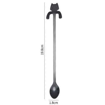 Лъжица за кафе от неръждаема стомана Прекрасна сладка форма на котка, чаена лъжичка, десерт, лека закуска, лъжица за сладолед, мини лъжици, прибори, кухненски инструменти