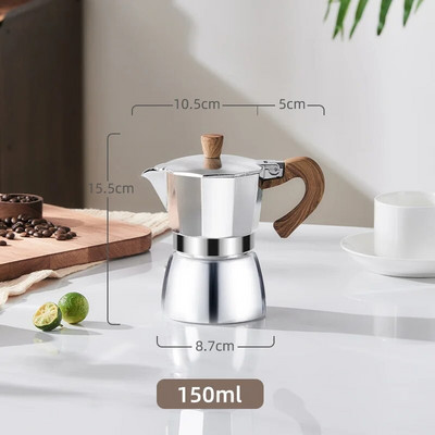 PARACITY 150ML/300ML Drvena drška Talijanski Moka aparat za kavu Aparat za dodatke za kafiće Kuhalo za vodu Latte štednjaci Bijeli lonac za kavu