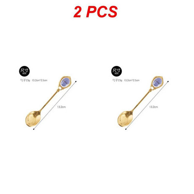 Χρυσό ανοξείδωτο κουτάλι ελαφρύ πολυτελές Κουτάλι καφέ Κουτάλι δημιουργικό ανάμειξη κουταλάκι του γλυκού με κεραμικό ντεκόρ Επιτραπέζια σκεύη δώρα