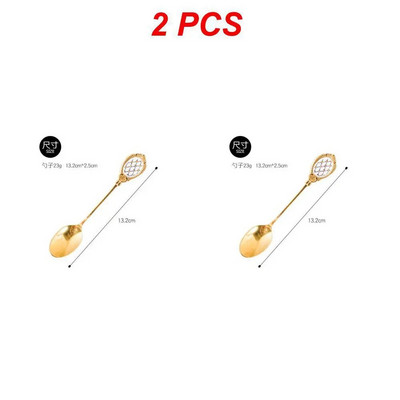 Χρυσό ανοξείδωτο κουτάλι ελαφρύ πολυτελές Κουτάλι καφέ Κουτάλι δημιουργικό ανάμειξη κουταλάκι του γλυκού με κεραμικό ντεκόρ Επιτραπέζια σκεύη δώρα