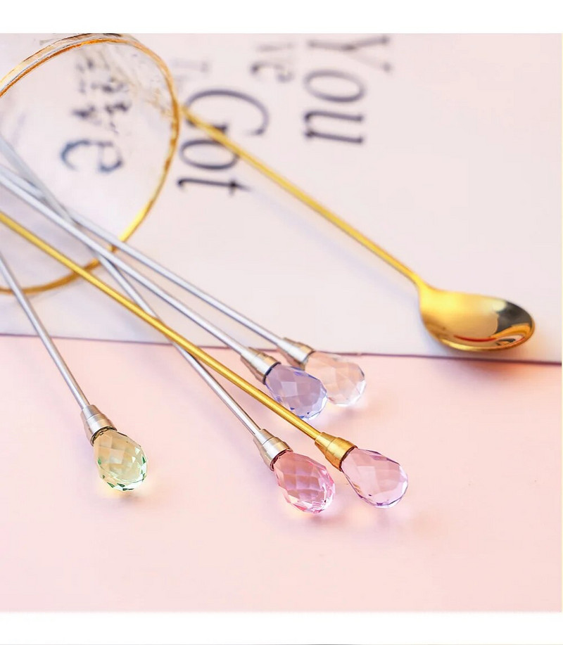 1kom Kristalna žlica od nehrđajućeg čelika Žličica za kavu Slatka žličica za sladoled za desert Kuhinjski dodaci za restoran