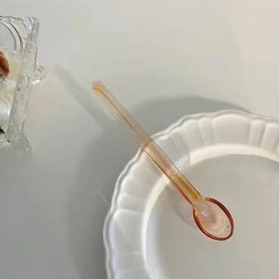 Kristálykanál Üveg Teáskanál Kreatív Kávékanál Desszert Tortakanál Evőeszközök Tej Kávé Keverő Kanál Konyhai étkészlet