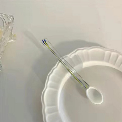 Kristálykanál Üveg Teáskanál Kreatív Kávékanál Desszert Tortakanál Evőeszközök Tej Kávé Keverő Kanál Konyhai étkészlet