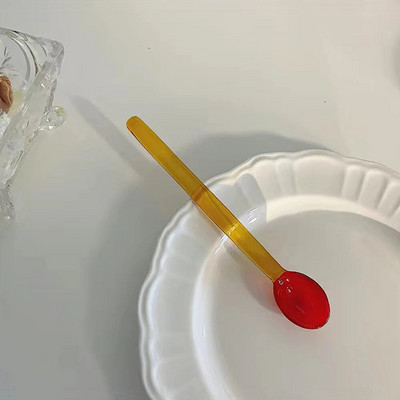 Kristálykanál Üveg Teáskanál Kreatív Kávékanál Desszert Tortakanál Evőeszközök Tej Kávé Keverő Kanál Konyhai étkészlet