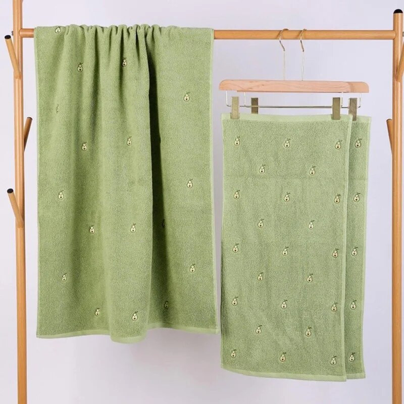 Хавлиена кърпа за баня от чист памук Луксозна висококачествена хавлиена кърпа за баня с принт авокадо Меки супер абсорбиращи плажни кърпи за възрастни 70x140 см