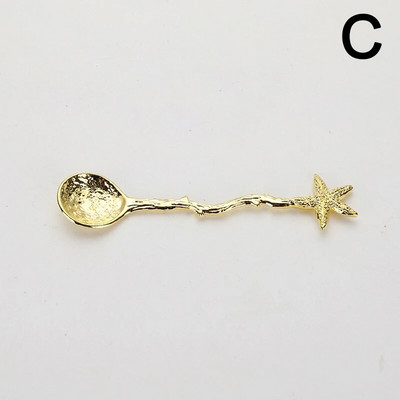 Retro metalinis kavos šaukštas Laumžirgio šakelės lapai Forma Ledai Tortas Desertas Pienas Maišymo šaukštas Virtuvės reikmenys Stalo reikmenys