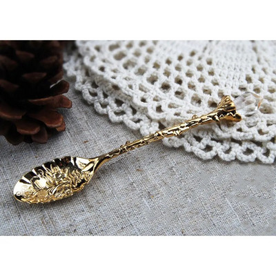 Vintage kristalni uzorak mala kava čaj mini žlica za miješanje zlatna srebrna žlica dodaci za kafeteriju visoke kvalitete retro