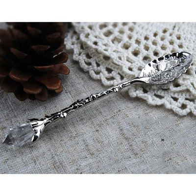 Vintage kristalni uzorak mala kava čaj mini žlica za miješanje zlatna srebrna žlica dodaci za kafeteriju visoke kvalitete retro