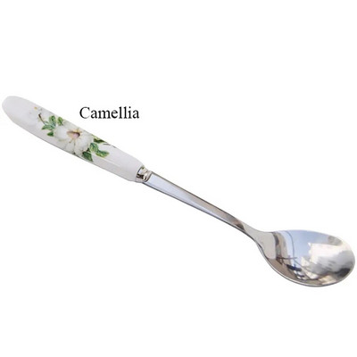 Keramička žlica s dugom drškom Žličica za sladoled Žličica za desert Cvjetovi ruže Mini žličica za kavu od nehrđajućeg čelika Kuhinjska žličica za čaj
